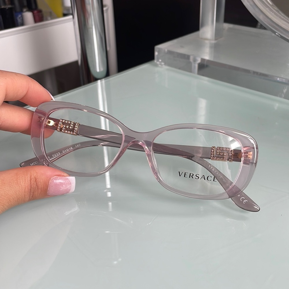 Versace round clear pink round cateye frames - Picture 1 of 7